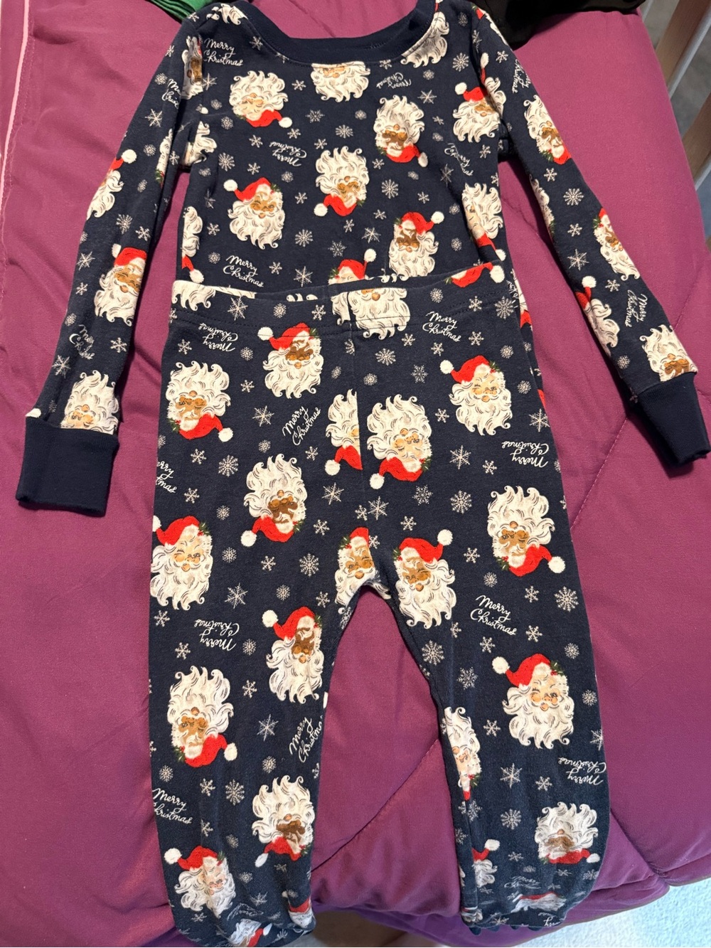 Kids 4T Navy Santa two Piece Pajamas